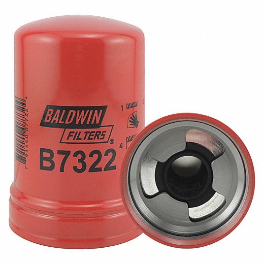 Baldwin B7322 Oil Filter LF16243, M92 x 2.50 Thread Size, 5 15/16 in Overall Ht, Oil