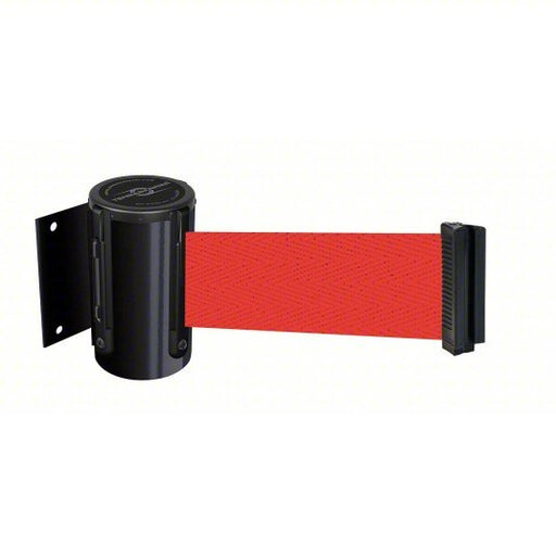 Tensabarrier 896-STD-33-STD-NO-R5X-C Retractable Belt Barrier Fixed Mounting Plate, 7 1/2 ft Belt Lg, No Pattern, Red