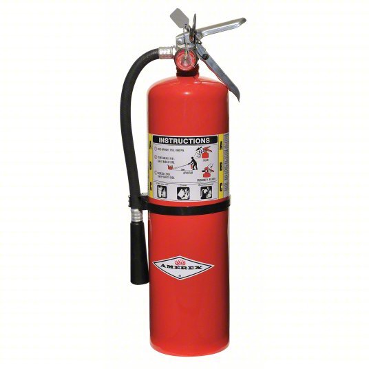 Amerex B456 Fire Extinguisher, Class ABC, UL Rating 4A:80B:C, Rechargeable, 10 lb capacity, 21 ft Range