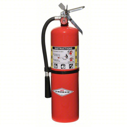 Amerex B456 Fire Extinguisher, Class ABC, UL Rating 4A:80B:C, Rechargeable, 10 lb capacity, 21 ft Range