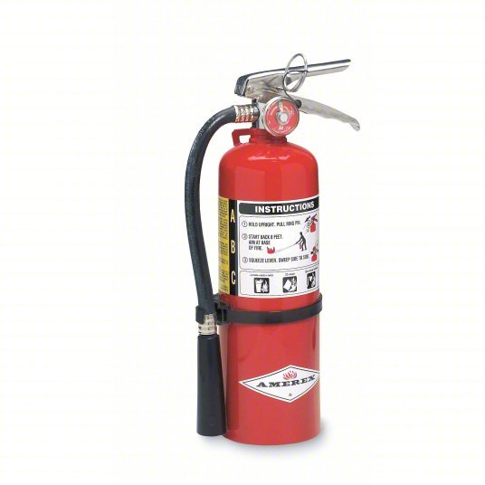 Amerex B424 Fire Extinguisher, Class ABC, UL Rating 2A:10B:C, Discharge Time 14 sec, 5 lb capacity, 18 ft Range