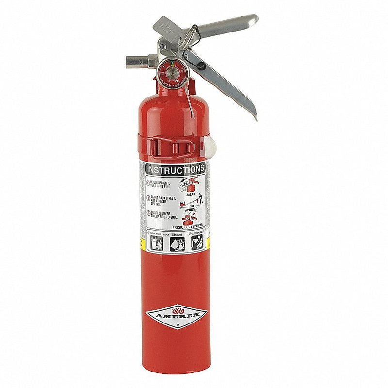 Amerex B417T Fire Extinguisher, Class ABC, UL Rating 1A:10B:C, 195 psi, Rechargeable, 2.5 lb capacity
