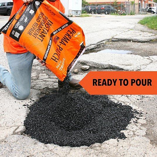 Perma-Patch PP-60-C Cold Patch Limestone Asphalt Mix, 60 lb Container Size, Bag, 30PK