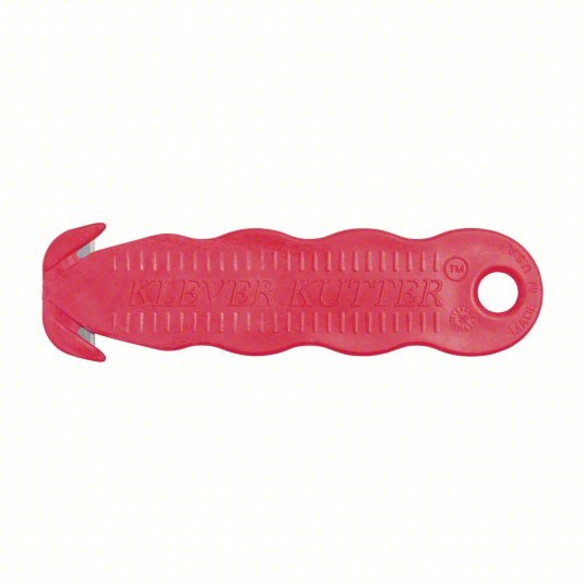 Klever KCJ-1R Safety Cutter 4 5/8 in Overall Lg, Contoured Handle, Textured, Steel, Red, 10 PK