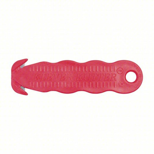 Klever KCJ-1R Safety Cutter 4 5/8 in Overall Lg, Contoured Handle, Textured, Steel, Red, 10 PK