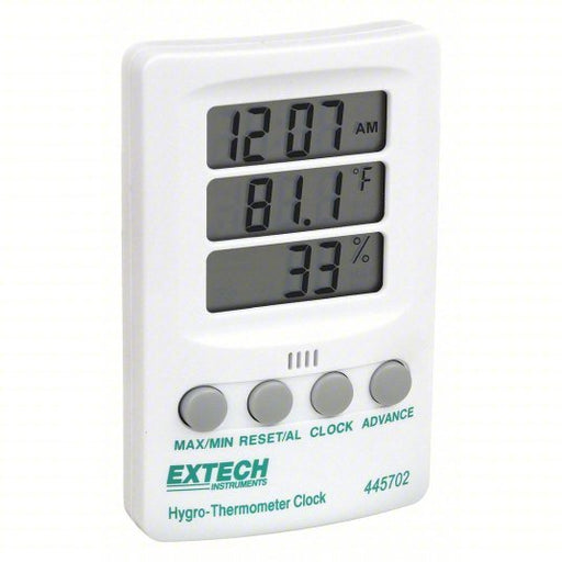 Extech 445702 Clock Digital Hygrometer, 14 to 140 F