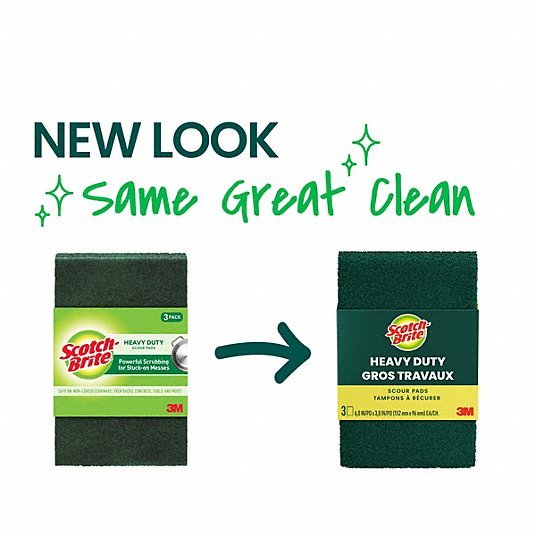 Scotch-Brite 222 Scotch-Brite Heavy Duty Scour Pad Synthetic Fiber, 6 in Lg, 3 3/4 in Wd, 2 PK