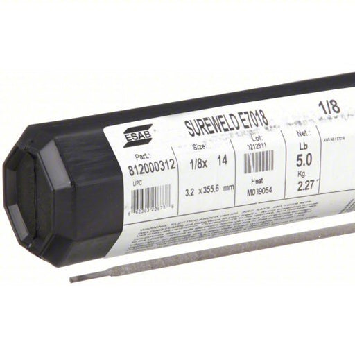 ESAB 812000312 Stick Electrode Carbon Steel, E7018, 1/8 in x 14 in, 5 lb, Sureweld