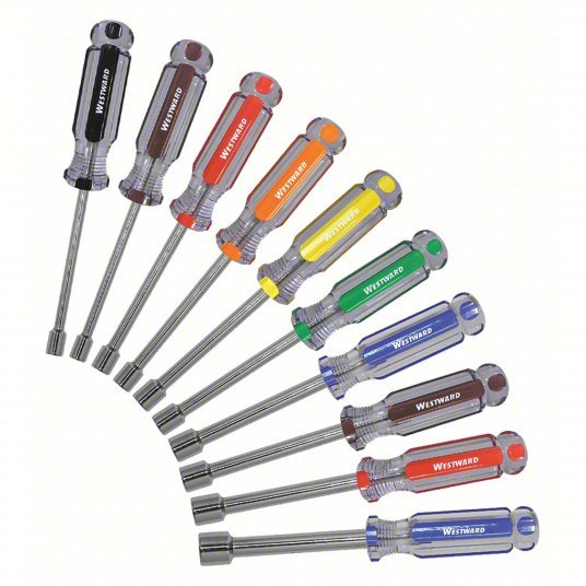 Redwood RW401L16 Solid Round Shank Nut Driver Set Metric, 7 in, 25 mm Bolt Clearance, 3 in Shank Lg