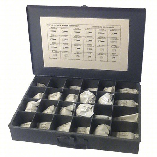 Redwood JBDL24AAPWNW Hex Head Cap Screw Assortment Steel, Zinc Plated, Metric, 780 Pieces, Metal Box, Includes Hex Nuts