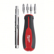 Milwaukee 48-22-2760 Multi-Bit Screwdriver #1/1/4 in/#2/3/16 in/3/8 in Tip Size, 8 Tips, 10 in Overall Lg