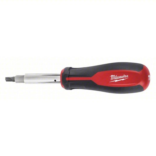 Milwaukee 48-22-2760 Multi-Bit Screwdriver #1/1/4 in/#2/3/16 in/3/8 in Tip Size, 8 Tips, 10 in Overall Lg