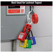 Master Lock 406RED Lockout Padlock Keyed Different, Thermoplastic, Std Body Body Size, Plastic, Red