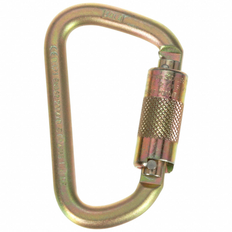 3M DBI-SALA 2000112 Carabiner, Double-Action Twist Lock, Offset-D Shape, 3/4 in Gate, Steel