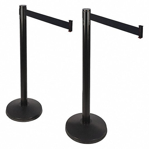 Retracta-Belt 101SB-BK-2PK Belt Barrier, 10 ft., Black, Sloped, PK2