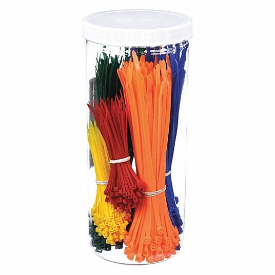 Redwood RW40J770 3.9" & 7.9" L Assorted Color Cable Tie Kit PK 500