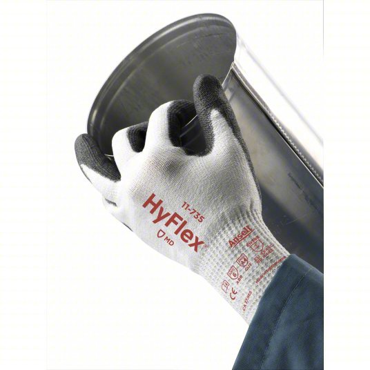 Hyflex 11-735 Coated Gloves 2XL (11), ANSI Cut Level A4, Palm, Dipped, Polyurethane, Sandy, 1 PR