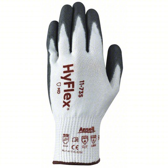 Hyflex 11-735 Coated Gloves 2XL (11), ANSI Cut Level A4, Palm, Dipped, Polyurethane, Sandy, 1 PR