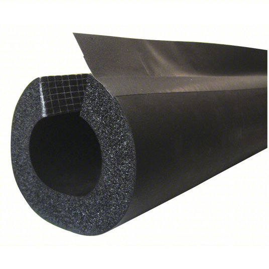 K-Flex 6RXLO100418 Pipe Insulation Tube, Buna-N Rubber/PVC, Slit with Adhesive and Flap, 1 in Thick, 4 1/8 in ID
