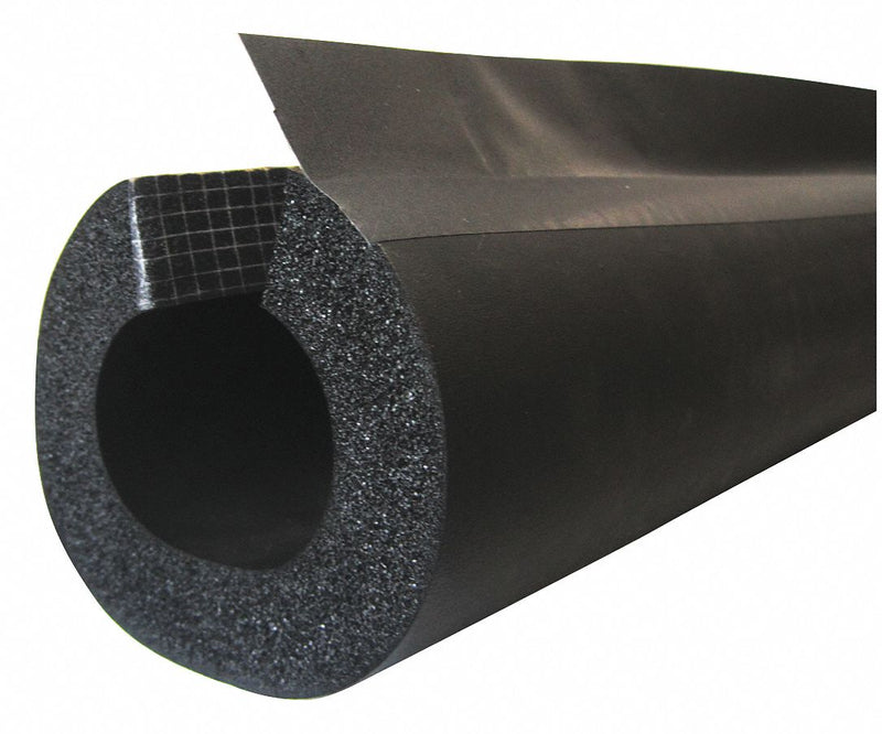 K-Flex USA 6RXLO068068 Pipe Insulation, Tube, Buna-N Rubber/PVC, Slit with Adhesive and Flap, 3/4 in Thick, 3/4 in ID, 6 ft