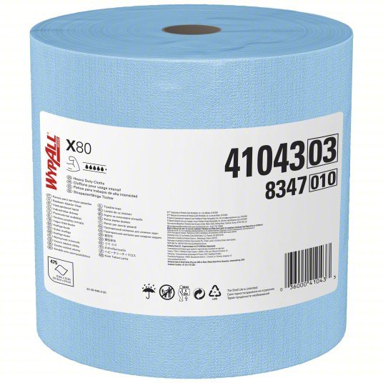 Kimberly-Clark 41043 Dry Wipe Roll Jumbo Perforated Roll, Super Heavy Absorbency, Blue