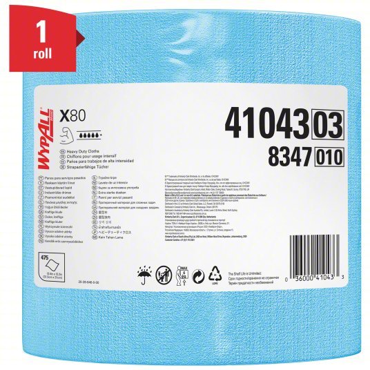 Kimberly-Clark 41043 Dry Wipe Roll Jumbo Perforated Roll, Super Heavy Absorbency, Blue