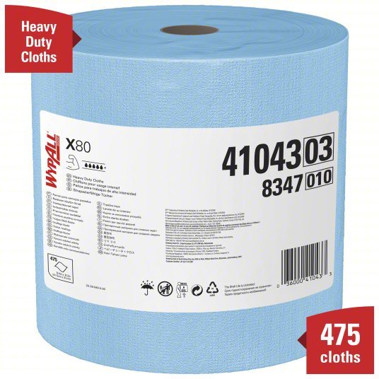 Kimberly-Clark 41043 Dry Wipe Roll Jumbo Perforated Roll, Super Heavy Absorbency, Blue