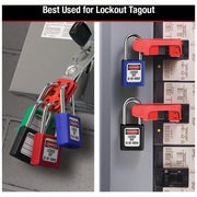 Master Lock 410BLU Lockout Padlock Keyed Different, Thermoplastic, Std Body, Metal, Blue