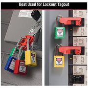Master Lock 410YLW Lockout Padlock Keyed Different, Thermoplastic, Std Body Body Size, Metal, Yellow