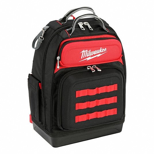 Milwaukee 48-22-8201 Tool Backpack 18 in W 9 7/16 in D 20 3/8 in H, Ballistic Nylon, Red, 46 Inside Pockets