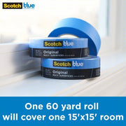 3M 2090-36QC6 Painter's Tape 1 7/16 in x 60 yd, 5.4 mil Thick, Acrylic Adhesive, Indoor and Outdoor, Blue, 6 PK - Redwood.KV45FD18
