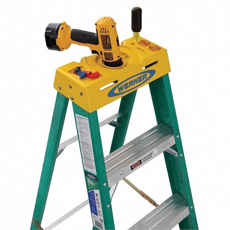 Werner 5904 Stepladder 4 ft Ladder Size, Fiberglass, 225 lb Load Capacity, 11 lb Wt, 1.9 ft Standing Ht