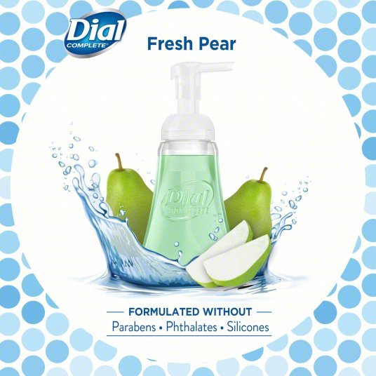 Dial 02934 Foam, 7.5 oz, Pump Bottle, Fresh Pear Fragrance, Antibacterial, 8 PK
