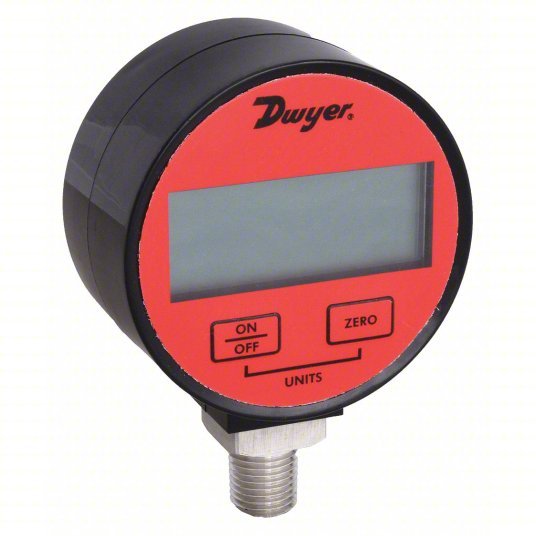 Dwyer DPGA-05 Digital Industrial Pressure Gauge 0 to 15 psi, For Dry Air & Gases, 1/4 in NPT Male, Bottom