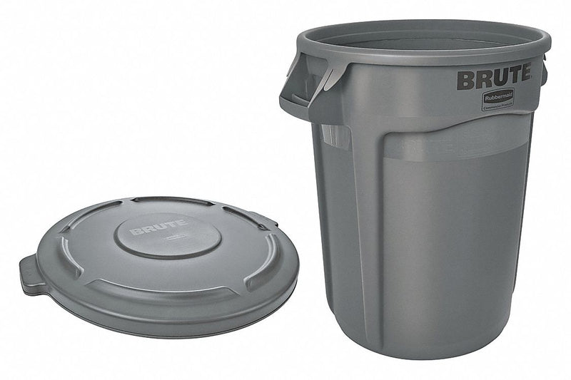 Rubbermaid Commercial Products FG263200GRAY Trash Can, Round, 32 gal, 22 in Dia, 22 in H, Gray