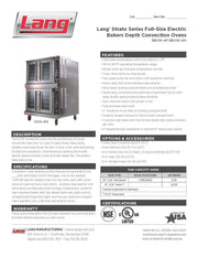 Lang ECOD-AP2 Strato Series Double Deck Full Size Bakers Depth Electric Convection Oven