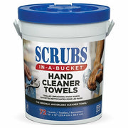Scrubs 42272 Hand Cleaning Towels, 10 in x 12 in, Scrubs-in-a-Bucket, 72 Wipes/Bucket, Aloe/Vitamin E, Citrus
