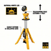 Dewalt DCL079R1 Cordless Tripod Light 20V MAX, Battery Included, 3,000 lm Max., 3 Modes, 88 in Max. Ht