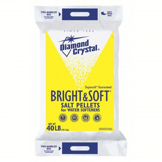 Diamond Crystal 100012407 Water Softener Salt Pellets, 40 lb Bag, Bright & Soft, 99.8% Purity, NSF Certified