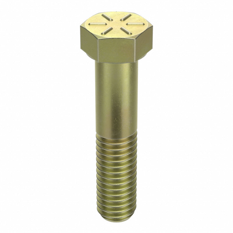 Approved Vendor N04104.037.0200 Hex Head Cap Screw, Steel, Grade 8, Zinc Yellow, 3/8"-16, Coarse, 2 in lg, Made in USA*, Inch, 25 PK