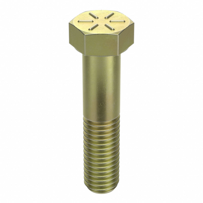 Approved Vendor N04104.050.0200 Hex Head Cap Screw, Steel, Grade 8, Zinc Yellow, 1/2"-13, Coarse, 2 in lg, Made in USA*, Inch, 10 PK