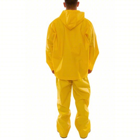 Tingley S56307 XL Rain Suit 3-Piece Rain Suit with Jacket, Detachable Hood, and Bib Overalls, Yellow, XL