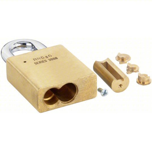 American Lock A3900SWO Padlock, Coreless, Standard Shackle, Rectangular Brass Body, Boron Shackle, 3/4 in W