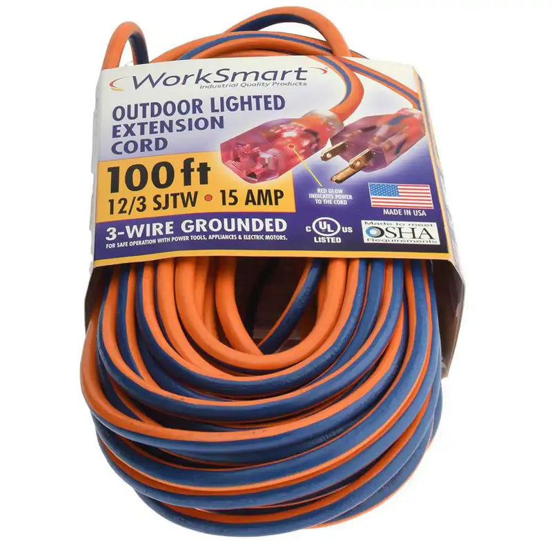 Redwood PS-AZB0050 100', 12/3 Gauge/Conductors, Orange/Blue Outdoor Extension Cord