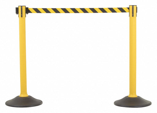 US Weight U2055CYB Barrier Post with Belt, 38 1/2 in Post, 6 1/2 ft Belt, 2 Posts