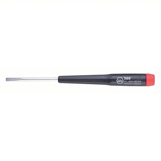 Wiha 26032 Precision Slotted Screwdriver 1/8 in Tip Size, 6 1/2 in Overall Lg, 2 3/8 in Shank Lg