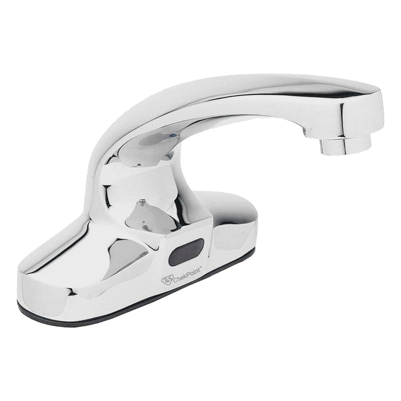 T&S Brass EC-3103 Bathroom Sensor Faucet, Checkpoint, Brass, Chrome, Centerset Deck Mount, Arc, Battery, 2.2 gpm