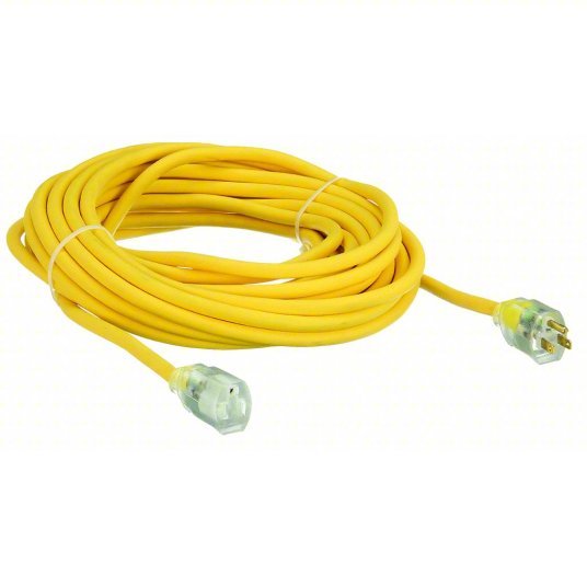 Southwire 3688SW0002 Extension Cord 50 ft Cord Lg, 12 AWG Wire Size, 12/3, SJEOOW, NEMA 5-15P, Yellow