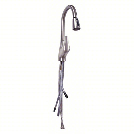 Ez-Flo 10389 Gooseneck Pull Out Kitchen Faucet, Brushed Nickel Finish, 1.8 gpm Flow Rate