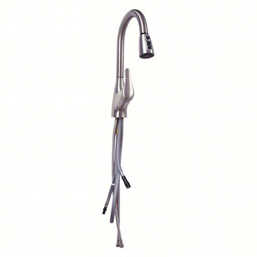 Ez-Flo 10389 Gooseneck Pull Out Kitchen Faucet, Brushed Nickel Finish, 1.8 gpm Flow Rate